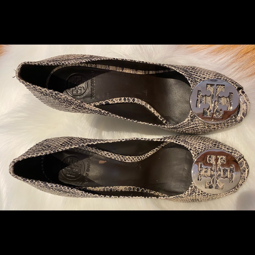 Tory Burch Julianne Peep Toe wedge python print